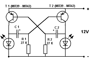 Мультивибратор. Типовая схема и формула расчёта его колебаний.