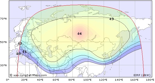 Карта покрытия спутника ямал 401