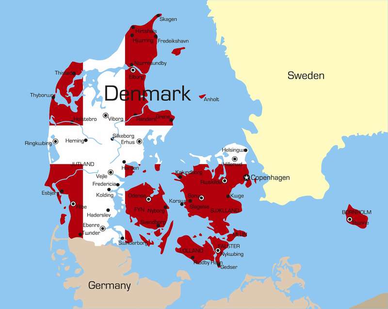 Дания на карте европы крупным планом на русском языке