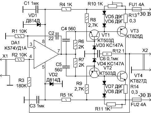 Схема усилителя камертон а