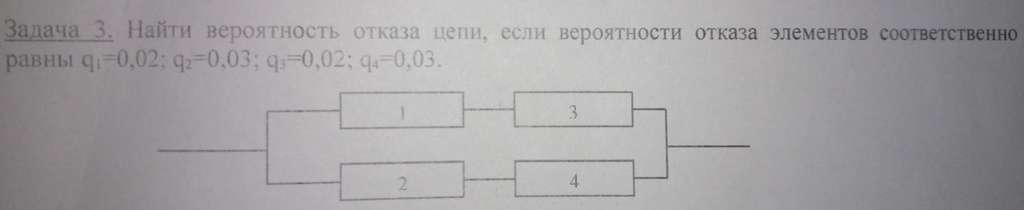 Найти вероятность отказа схемы предполагая что отказы отдельных элементов независимы