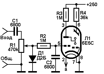 Радиолампа 6е5с схема включения