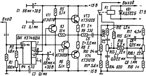 Предусилитель микрофонный стереофонический на основе ОУ AD828