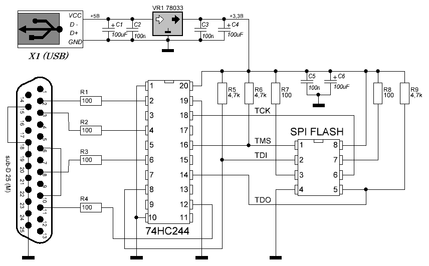 spi serial flash programmer schematic for free