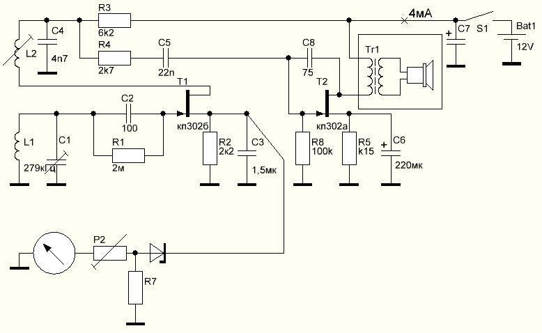 Регенеративный приемник ванюша на 3 15 мгц схема