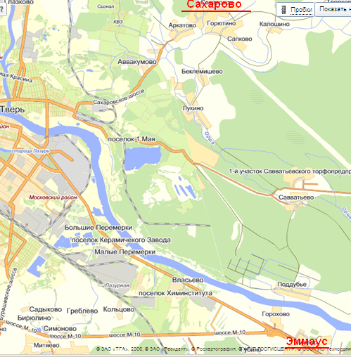 Карта сахарово московская область