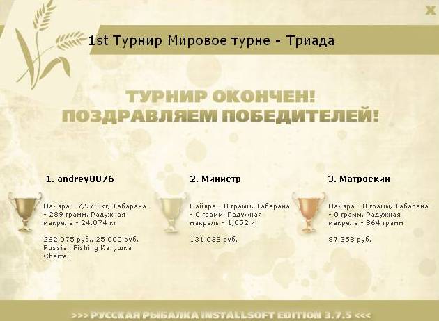 турниры • РУССКАЯ РЫБАЛКА