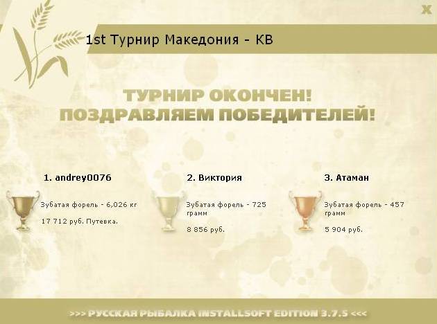 турниры • РУССКАЯ РЫБАЛКА