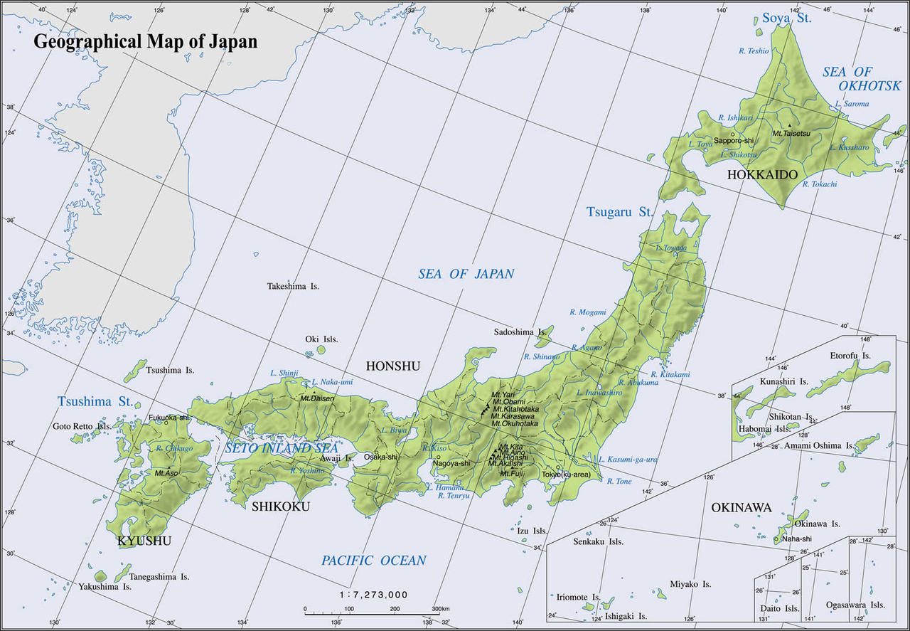 Физическая карта Японии