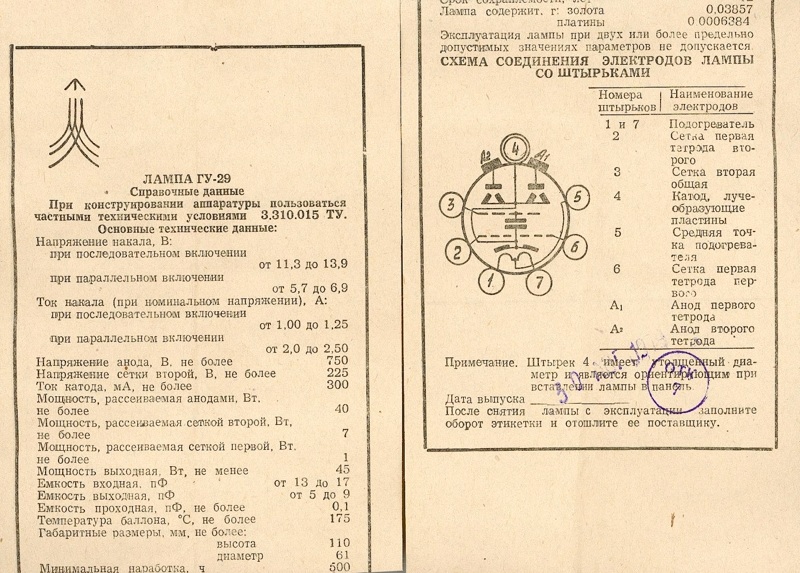 Гу29 усилитель схема