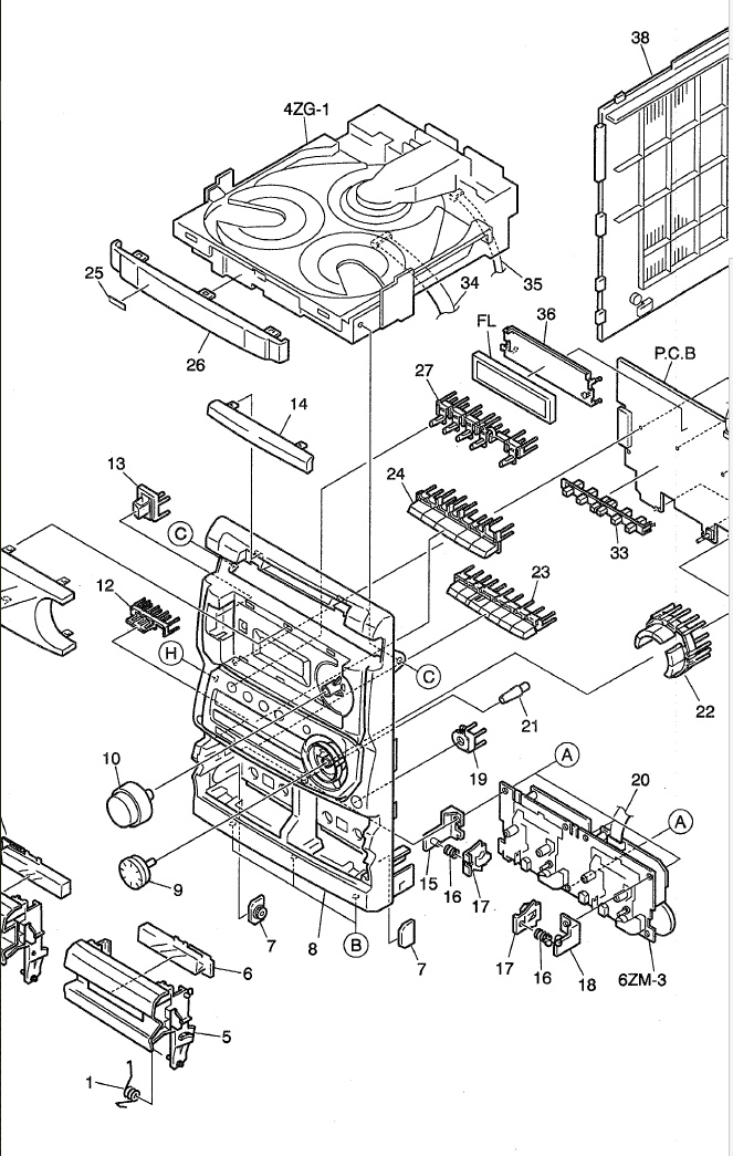  замок касетника от муз. центра aiwa nsx-380
