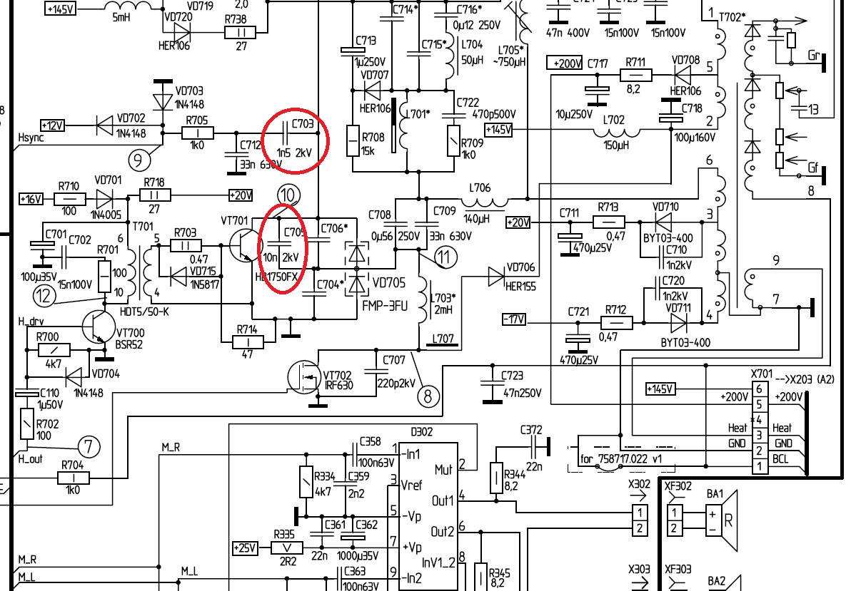 Схема строчной развертки телевизора samsung