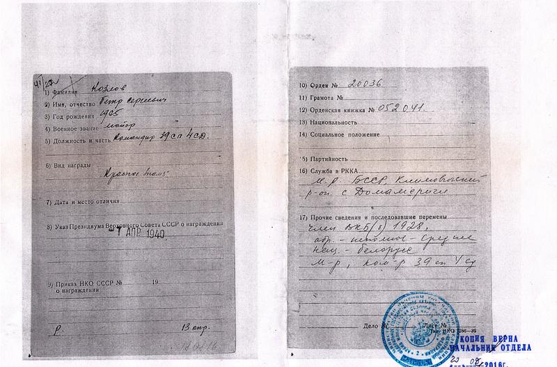 ИСТОРИЯ   ЛИТЕРАТУРА - Биография командира 17СД полковника Козлова Петра Сергеевича