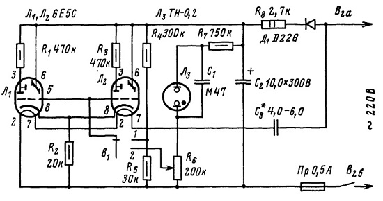 Радиолампа 6е5с схема включения