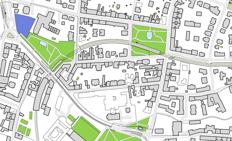 Карта с перемещенными на задний фон объектами территорий.