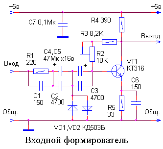 Формирователь импульсов для частотомера схема