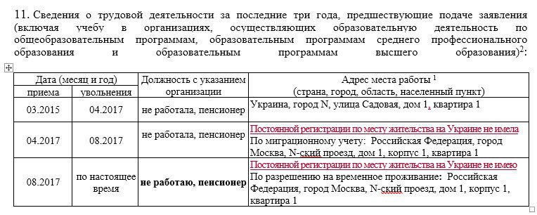 Выполняемая работа с начала трудовой деятельности включая учебу образец