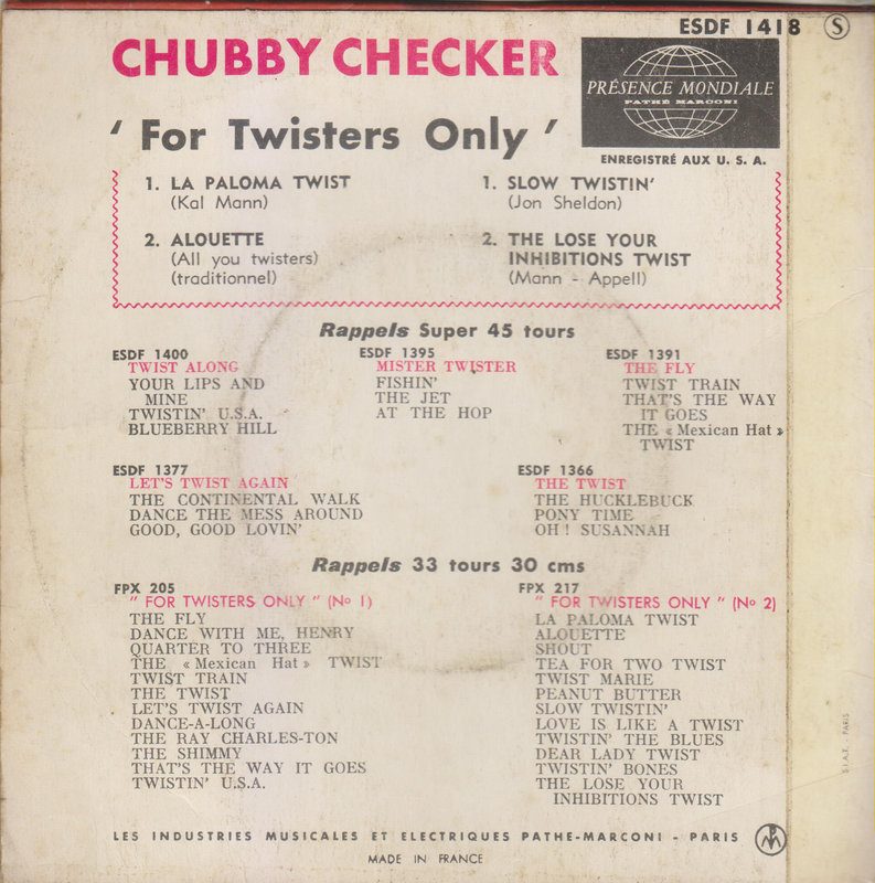 Lyrics chubby cecker the twist