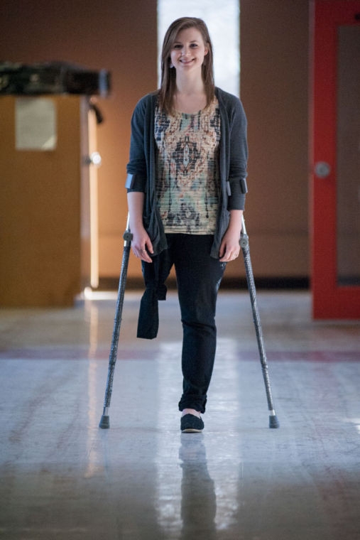 One Leg Amputee Woman Crutches Rose Petra