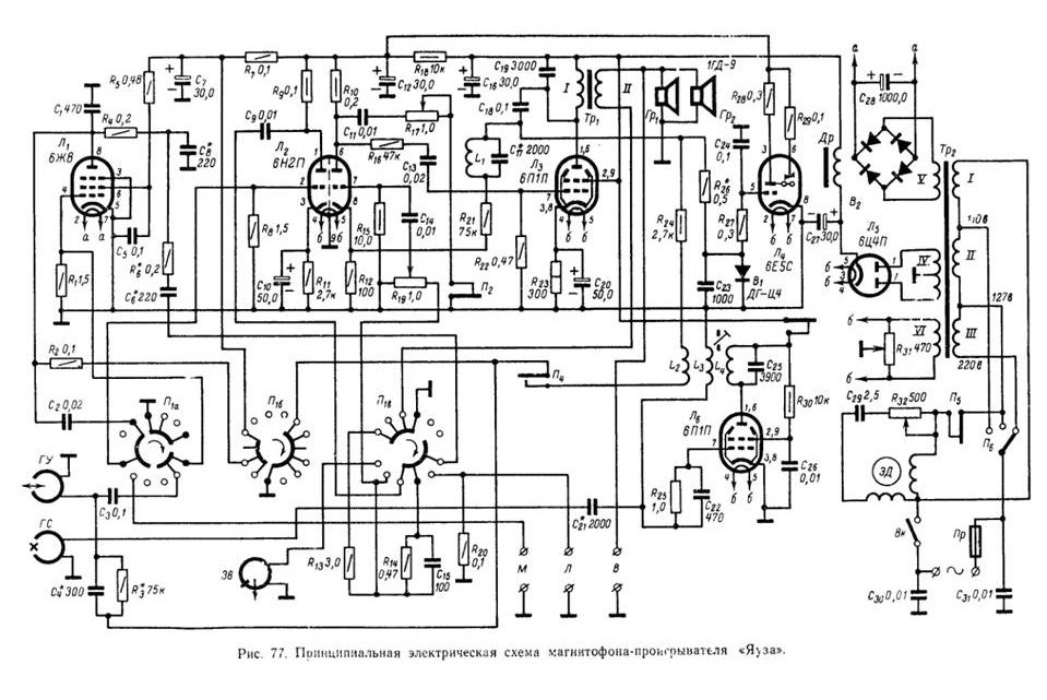 Днипро магнитофон ламповый схема