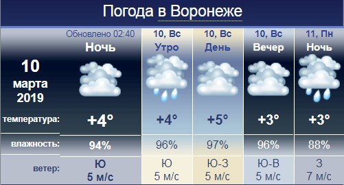 Карта погода в воронеже на 10 дней