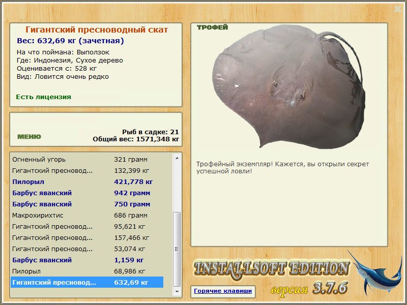 Гигантский пресноводный скат 