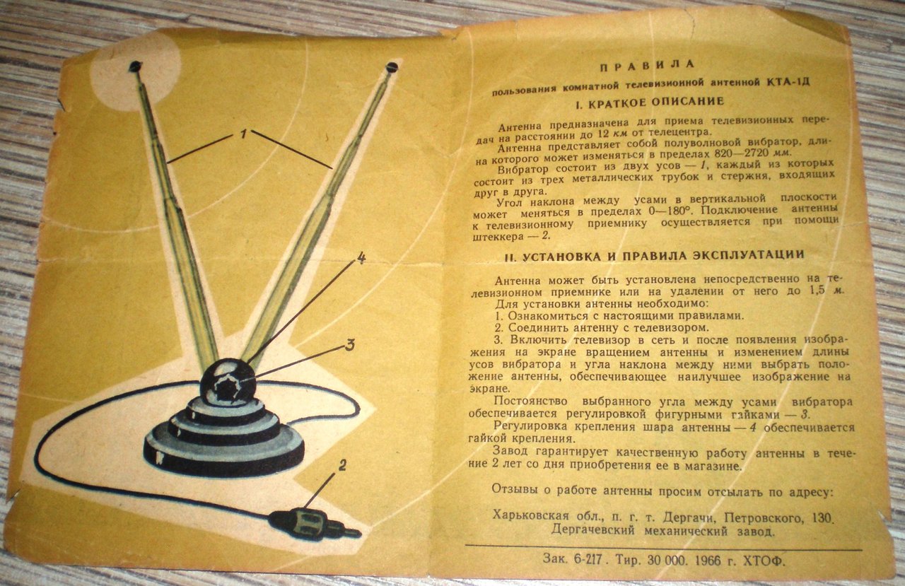 Антенны телевизионные комнатные МВ и ДМВ