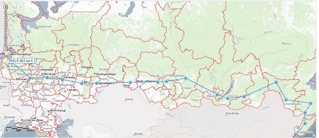 Карта от санкт петербурга до владивостока