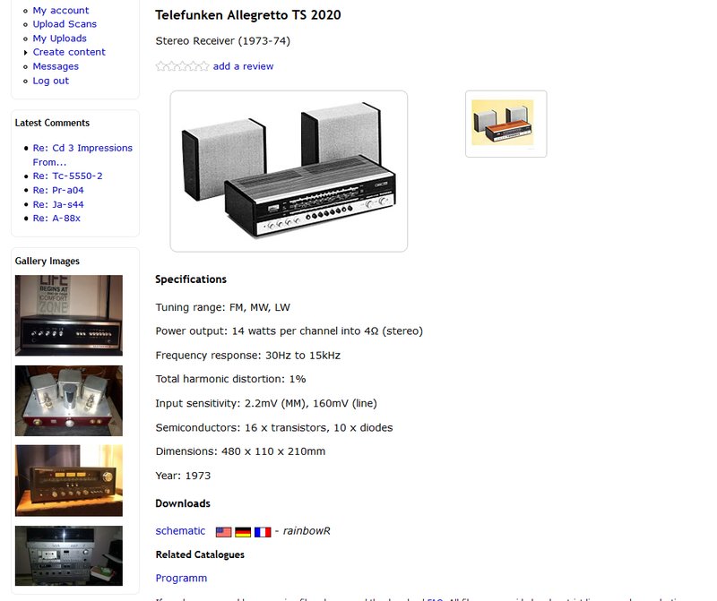 Нужна схема Telefunken Allegretto TS2020