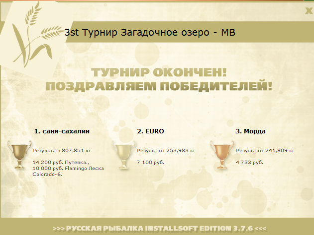 турниры • РУССКАЯ РЫБАЛКА