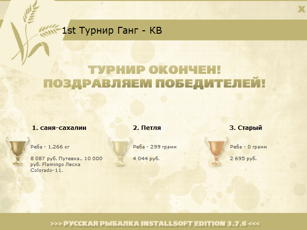 турниры • РУССКАЯ РЫБАЛКА
