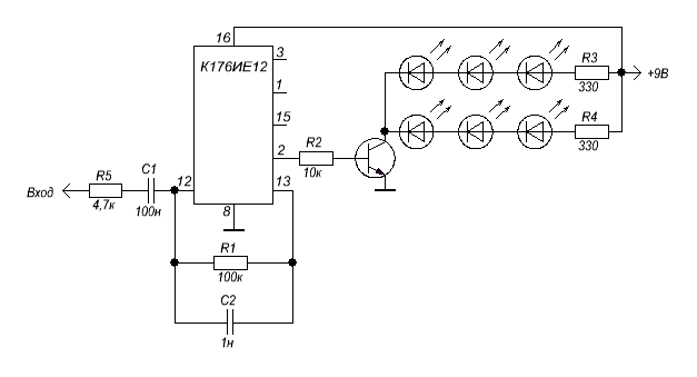 Цветомузыка схема на к176ие12 схема