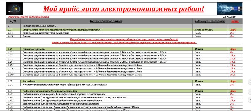 Поиск программы для создания прайс листа работ