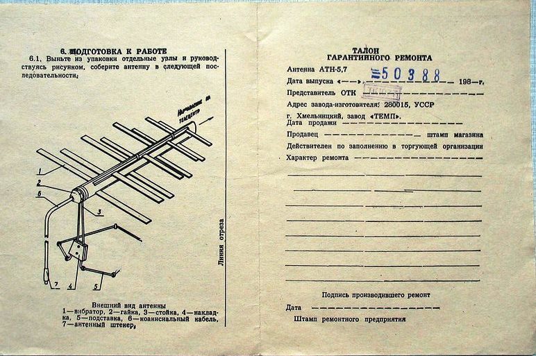 Антенны телевизионные комнатные МВ и ДМВ