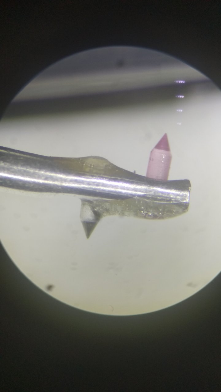 Иглы под микроскопом