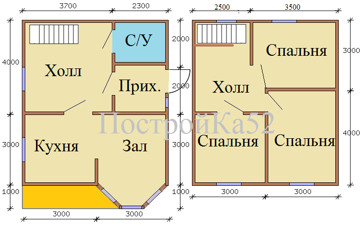 Проект дома 6х8 полтора этажа