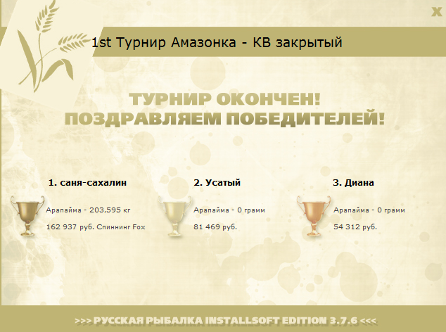 турниры • РУССКАЯ РЫБАЛКА